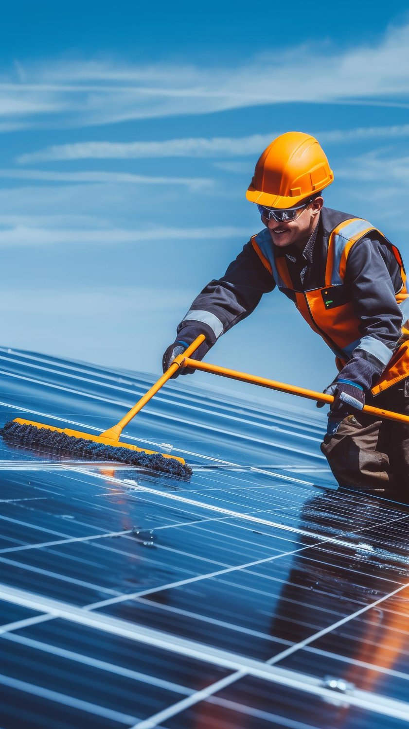 Professional solar panel cleaning service Las Vegas — non-abrasive purified water method by Desert Window Services